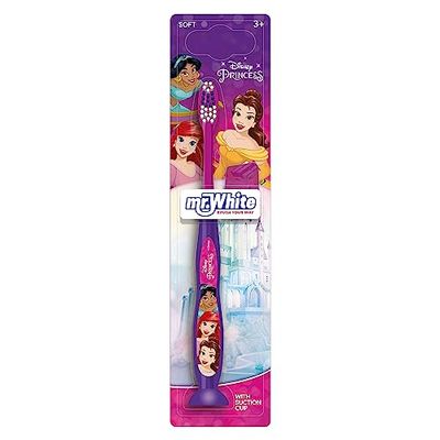 Mr.White Brosse à dents manuelle Disney Princesses avec ventouse et capuchon de voyage