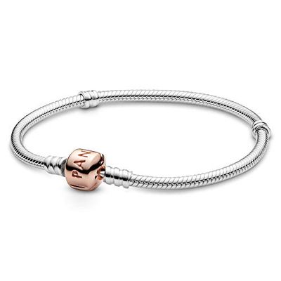 Pandora Icons Zilveren armband met 14-karaats rosévergulde sluiting, 23