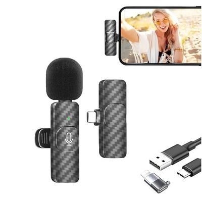 Draadloze microfoon voor iPhone/Android/laptop, draadloze lavalier-microfoon, plug and play, professionele microfoon met ruisonderdrukking voor YouTube, TikTok, vlog video-opname