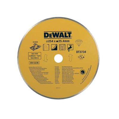 DeWalt DT3734-XJ Disco de diamante para corte húmido de azulejo, porcelana e pedras, 250 x 25,4 mm