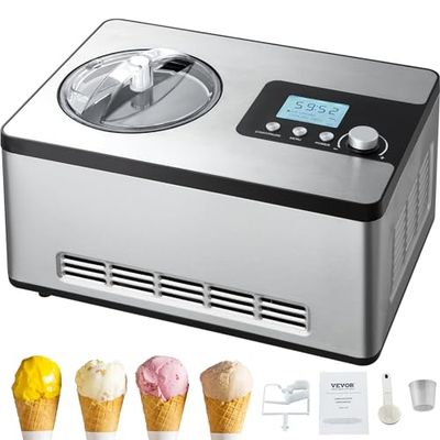 VEVOR Máquina Automática para Hacer Helados 2 L Heladera Profesional 180 W Máquina para Hacer Helados Eléctrica Pantalla LCD Preparación Rápida sin precongelación para Hacer Sorbetes de Yogur Helado