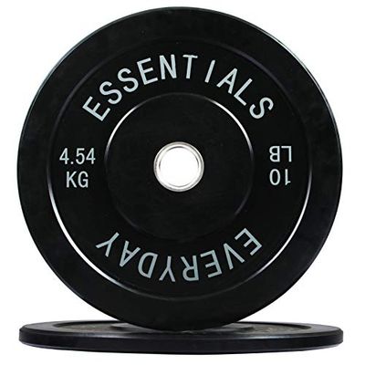 BalanceFrom Everyday Essentials kleurgecodeerde olympische bumperplaat halterschijf met stalen naaf, paren of sets, zwart