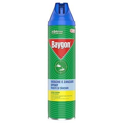 Baygon Mosche e Zanzare Spray Insetticida, Azione Rapida, Protezione a Lunga Durata, 1 Confezione da 400 ml