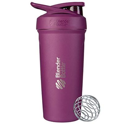 BlenderBottle Strada Shaker Cup Geïsoleerde roestvrijstalen waterfles met draadgarde, 24 oz, pruim