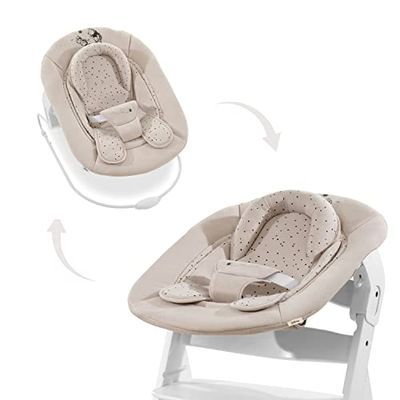 hauck Alpha 2 en 1 Hamaca Trona, Compatible con Tronas hauck Alpha Plus y Beta Plus, Hamaca para bebés desde el nacimiento hasta 9 kg, con Reductor de Asiento, Función de Balanceo, Pooh, Beige