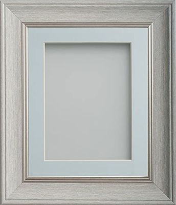 Frame Company Drummond Pale Grey Photo Frame, Light Blue Mount, 14x11 for 10x7 inch, fitted with perspex