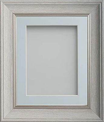 Frame Company Drummond Pale Grey Photo Frame, Light Blue Mount, 8x8 for 5x5 inch, fitted with perspex