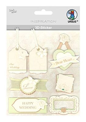 Ursus 56420067 3D Sticker Wedding Consisting of Multiple Levels High-Quality Materials Self-Adhesive for Embellishing Greeting Cards, Scrapbooking and Other Crafts One Size