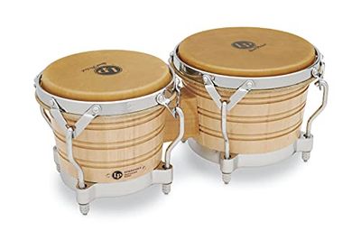 LP Latin Percussion Generation II Wood Bongo Natural Chrome Hardware LP201A-2
