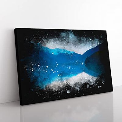 Lake In Haines Alaska Paint Splash Modern Art Canvas Wall Art Print Ready to Hang, Framed Picture for Living Room Bedroom Home Office Décor, 76x50 cm (30x20 Inch)
