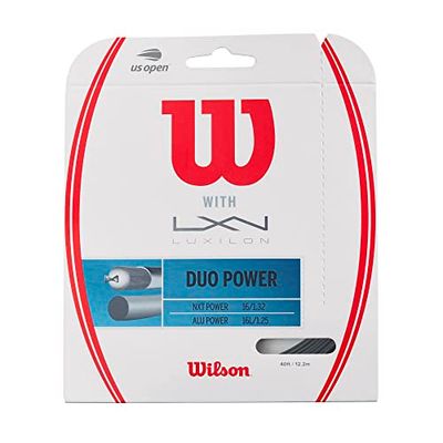 Wilson WRZ949710 Corda da Tennis Duo Power, 12.2 m, Corda Ibrida Luxilon Alu Power e Wilson NXT Power, Unisex, Argento /Natural