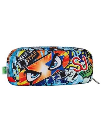 SJ GANG STYLE JAM GANG Facce - Estuche portalápices, niños y Adolescentes, Azul, Talla única, Turquesa, Talla única, Escolar
