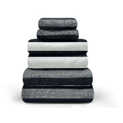 GC GAVENO CAVAILIA Luxury Hand Towels 2 Pack - Highly Water Absorbent Fingertip Towel Washcloth - Easycare 100% Cotton Stripe Towel (50x80 CM) - Gym, Spa Thick Hand Cloths - Black