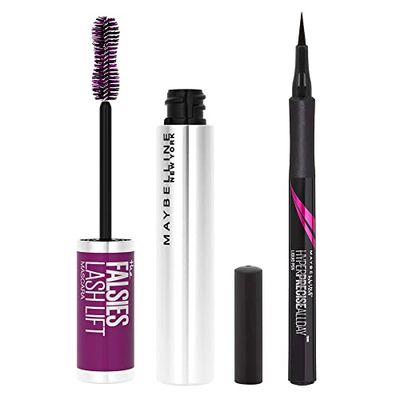 Maybelline New York The Ultimate Eye Sculpt Bundle, Includes False Lash Effect Mascara, The Falsies Lash Lift in Black & Hyper Precise All Day Brush Tip Liquid Eyeliner in Black