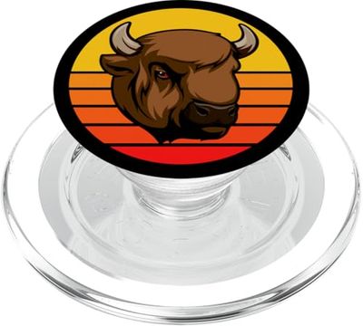 Retro Bisonte Amante de Animales, Vintage Bisonte Yak Amantes de la Vida Silvestre PopSockets PopGrip para MagSafe