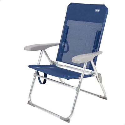 AKTIVE 62661 - Hopfälld strandstol, smal vilstol med 6 positioner anti-rullning, mått 47 x 60 x 94 cm, material: aluminium, robust, maximal vikt som stöds 110 kg