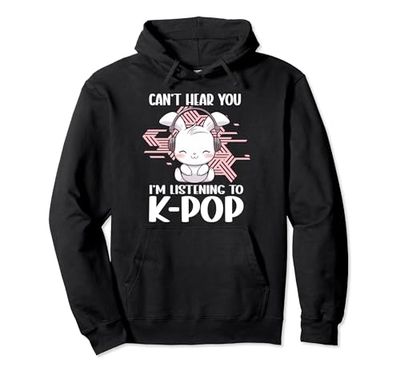 No puedo escucharte, estoy escuchando mercancía de K-pop de K-pop de Kpop Rabbit Sudadera con Capucha