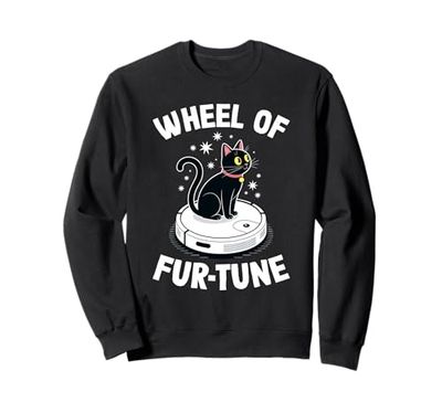 Wheel Of Fur-Tune Cat On Robot Vacuum Cleaner Cat Sweatshirt
