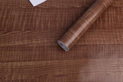 BUVU Lámina Adhesiva para Muebles, Aspecto de Madera, Papel Pintado Autoadhesivo, 45 cm x 300 cm, marrón, Vintage, a Rayas, Resistente al Agua, para Muebles, Paredes, armarios, mesas de Cocina