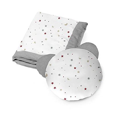 Kospu set di biancheria da letto e coperta per bambini e ragazzi, tessuto in cotone e velluto, imbottitura 100% poliestere, coperta per dormire 135 x 100 cm, cuscino per dormire orso æ50 cm