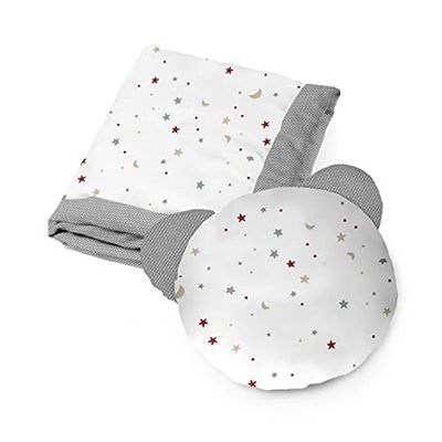 KOSPU Juego de Cama de Almohada Y Manta para Niños Y Adolescentes, Tejido de Algodón Y Terciopelo, Relleno 100% Poliéster, Manta de Dormir 135 x 100 Cm, Almohada de Dormir de Oso Æ50 Cm