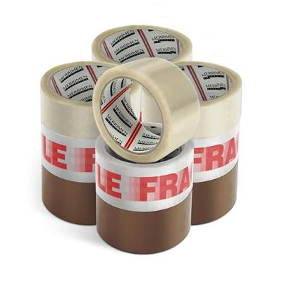 MERRIMEN Ruban Adhésif pour Carton d’Emballage Colis - 48mm x 66m, 12 Rouleaux, Mixed I Sûr, Collant, Ultra Robuste pour Boîtes et Cartons de Déménagement, Grands Sacs Postaux pour Stockage Long Terme