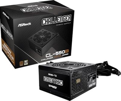 4 x voeding ASROCK CL-550B, PSU, 550 W, 80 Plus Brons, 120 mm, Active PFC, PCI-E (6+2 pins) x4, SATA (5-polig)