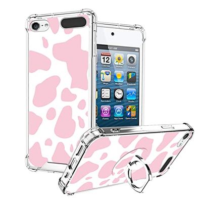 OOK Compatible avec iPod Touch 7/6/5 génération - Bague de Support pour Filles et Femmes - Coque de Protection Antichoc en TPU Souple - Motif Vache Rose