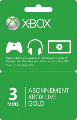 Carte Xbox 360 Live Gold 3 mois - Posa Cards