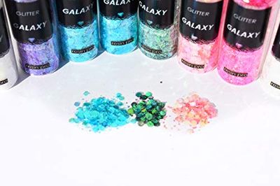 Zestaw 10 Galaxy Glitter Holograficzne cekiny do tworzenia żywicy, majsterkowania, dekoracji domu, sztuki paznokci