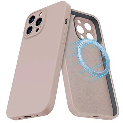 Qinzhijia - Silikon magnetiskt fodral för iPhone 12 Pro Magsafe, Silikonfodral för telefon med reptålig, stötsäker, Fodral för iPhone 13 Pro 6,1", PinkSand, iPhone 12 Pro Case Hb3-PinkSand