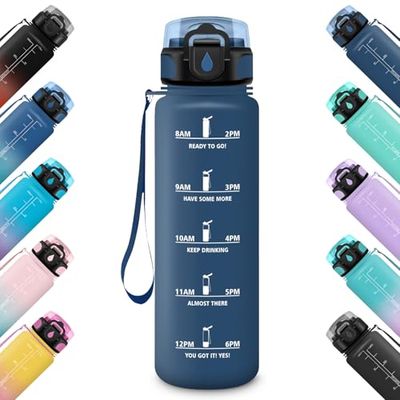 HoneyHolly 500 ml drickflaska, läckagesäker, sportflaska, motiverande flaska, med tidsmarkör, vattenflaska, vattenflaska för skola, camping, yoga, kontor