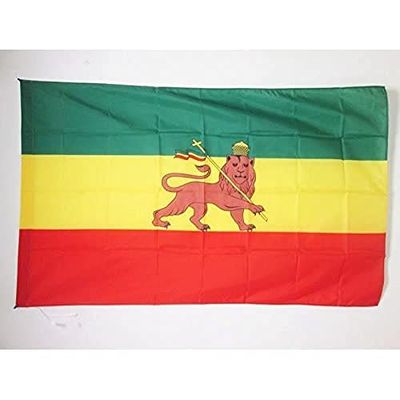 AZ FLAG Bandera de ETIOPÍA 1897-1974 con Leon 90x60cm para Palo - Bandera ETÍOPE Rasta 60 x 90 cm