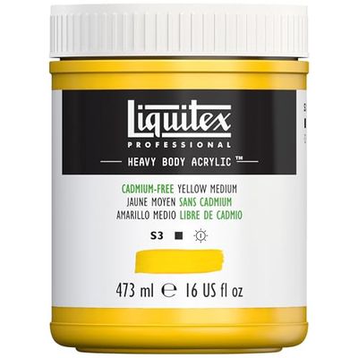 Liquitex Tinta acrílica profissional Heavy Body - corpo espesso, frasco de 473 ml, cor amarela sem cádmio médio