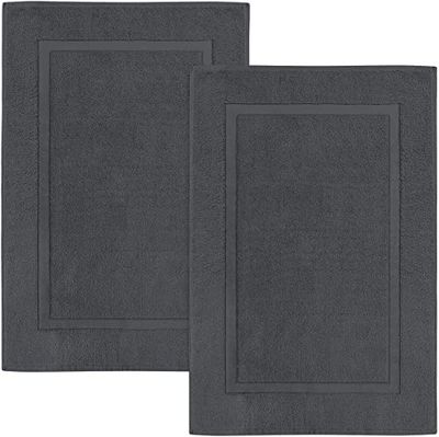 Utopia Towels Wasbare katoenen gestreepte badmat 53,3 x 86,4 cm (donkergrijs, pak van 2)