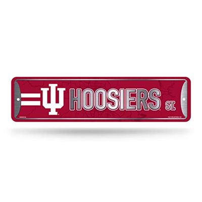 Rico Industries NCAA Indiana Hoosiers - Letrero de calle de metal de 4 x 15 pulgadas, decoración del hogar, dormitorio, oficina, cueva de hombre