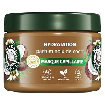 Herbal Essences Hydratation Masque Parfum Noix de Coco 500ml Cheveux Abîmés, Aide à Nourrir et Lisser, pour des Cheveux Doux, Ingrédients d'Origine Naturelle, Végan et Non Testé sur les Animaux