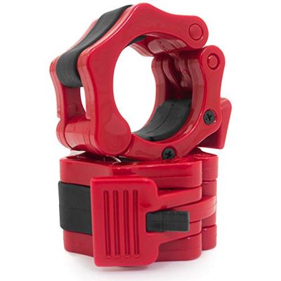 ProsourceFit Olympische halterklemmen Quick Release paar 5 cm duurzame halterklemmen voor gewichtheffen, powerlifting, krachttraining, rood