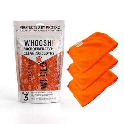 Whoosh! XL Tech Cleaning Cloths – antybakteryjne chusteczki do czyszczenia z mikrofibry do ekranów, przeciwko odciskom palców na komputerze, laptopie, tabletach, smartfonach, czytnikach e-booków – 3 szt. (35,6 x 35,6 cm)