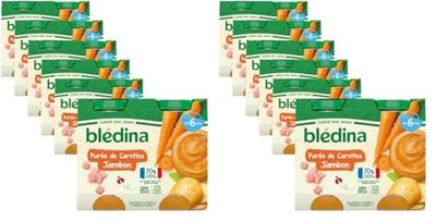 Blédina - Petits pots pour bébé - Purée de Carottes Jambon - 70% d'ngrédients Français - Dès 6 mois - 12 pots de 200g (Lot de 2)