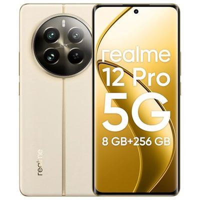 realme 12 Pro 5G Smartphone, 8+256GB, ritratto con teleobiettivo Sony Zoom ottico 2X, Fotocamera IMX882 OIS, Display curvo da 120Hz, Ricarica SUPERVOOC da 67W, Batteria massiva da 5.000mAh, beige