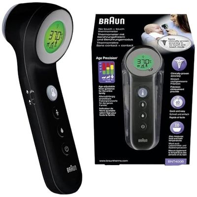 Braun Sensian 7 Contactloze Voorhoofdthermometer | Age Precision-technologie | 3-in1 | Digitaal display met kleurcodes | Baby- en kindvriendelijk | Merk 1 bij artsen(1) | BNT400