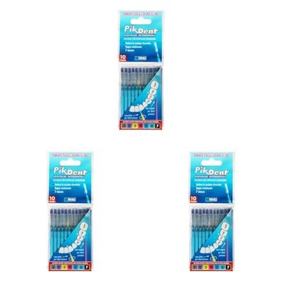 Pikdent Scovolini Interdentali - Anima In Acciaio Rivestito E Setole In Tynex - Misura 5 Semiconico, Azzurro, 0,8 mm, 10 Unità (Confezione da 3)