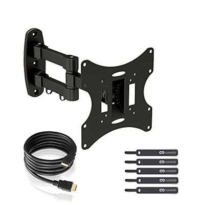 TV muurbeugel voor 17-42 inch (ca. 43-107 cm) plat & gebogen LCD LED OLED TV & TFT-monitor | draaibaar kantelbaar uitschuifbaar | muurbeugel televisiehouder | VESA 75x75-200x200 | zwart