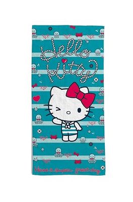 hermet, Telo Mare Hello Kitty, 70x140 cm, Asciugamano da Spiaggia o Piscina, 100% Morbido Cotone, Pratico e Leggero
