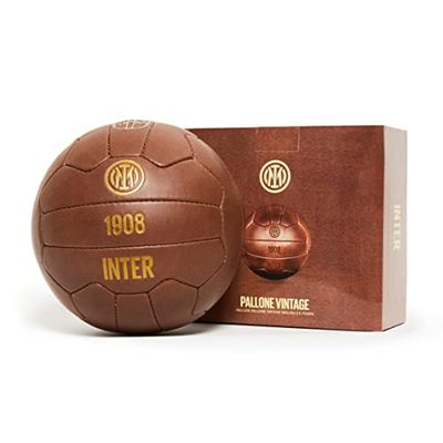 Inter - Ballon de Football Vintage 115 Ans, Taille 5, y Compris Pompe à air, Ballon de Haute qualité avec Inscription en Or, Convient comme Cadeau ou comme Objet de Collection, Produit Officiel