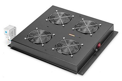 Ventilatore da tetto DIGITUS per armadio di rete (Dynamic Basic / Unique) e armadio server (Dynamic Basic), 4x ventilatore, termostato, nero (RAL 9005)