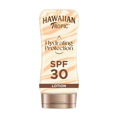Hawaiian Tropic Hydrating Protection SPF 30 - Loción Solar Protectora con Cintas de Seda Hidratantes, Resistente al Agua hasta 12 Horas, Crema 180 ml (Individual)