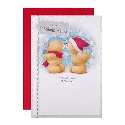 Hallmark Christmas Card for Fiancé - Cute Forever Friends Winter Kiss Design, 25561380, Multicoloured