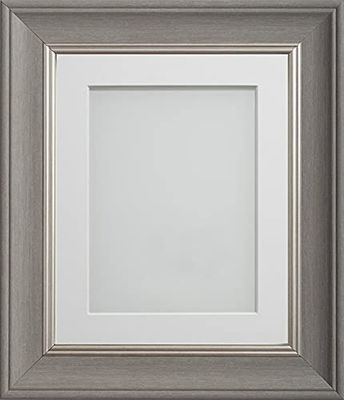 Frame Company Drummond Range Gunmetal Grey 9x7 inch Picture Photo Frame with White Mount for Image 7x5 inch * Choice of Sizes* Fitted with Real Glass